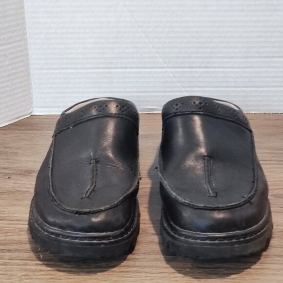 CAT Caterpillar Mule Clogs sz 7W Black Leather Walking Machines Slip On Platform - Picture 3 of 16